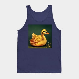 A Yellow Farmyard Duck in a Storybook Style Tank Top